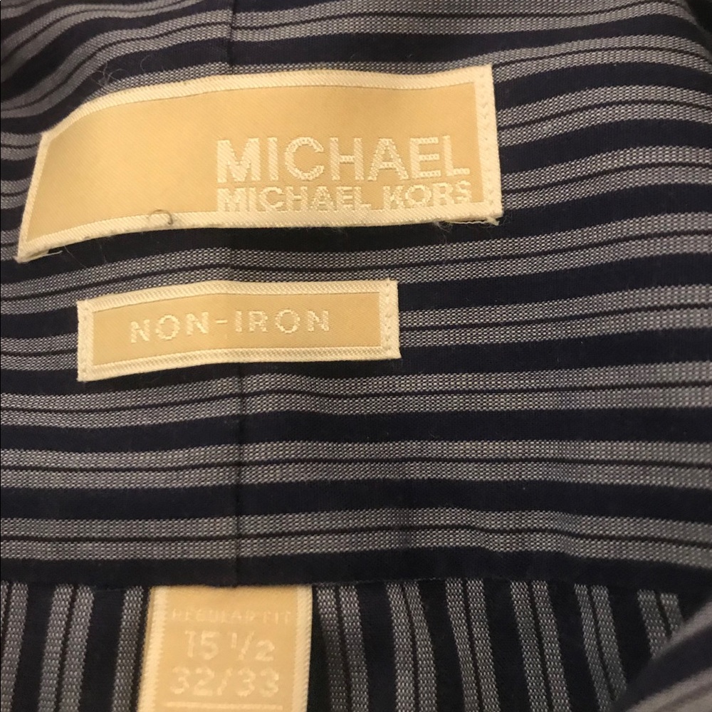 Gray and blue pinstriped shirt